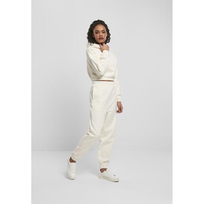 Sweat à capuche - Urban Classics - Court oversize - Polaire brossée - Blanc - Femme