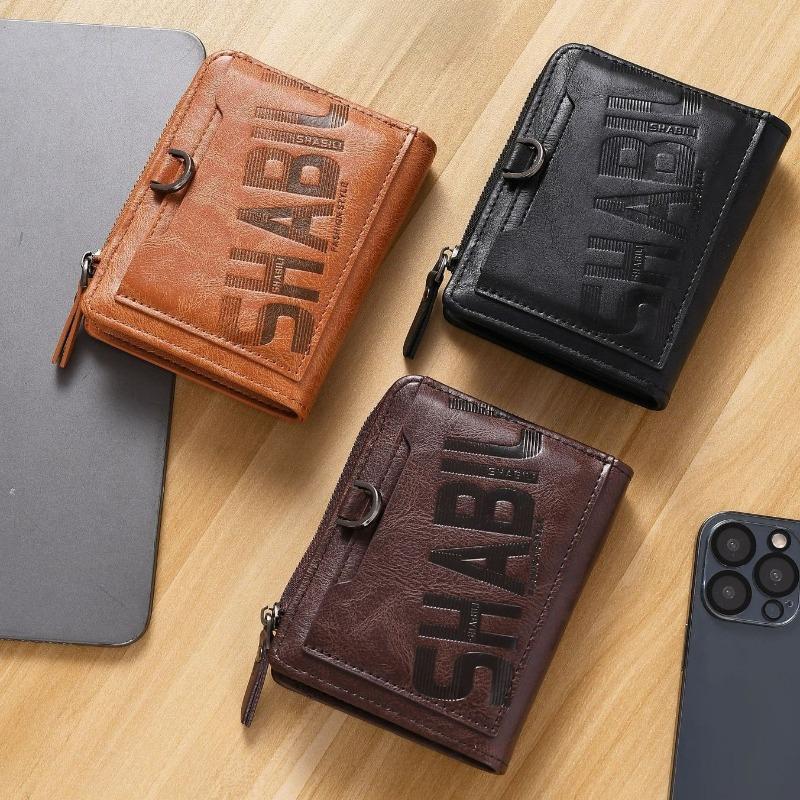 Fashion Men Wallets Leather Zipper Purse Money Clip Man Card Holders Male Short Multi-Card Wallet Coin Purse New Year Gifts