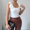 European and American Vest Women's Summer New Fashion Temperament Casual Three-dimensional Flower Decoration Knitted Sleeveless Top