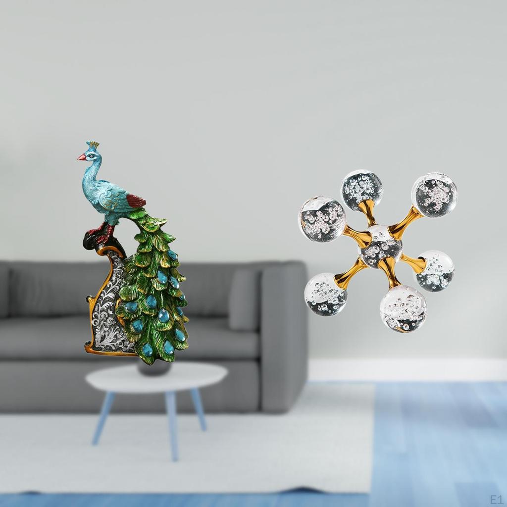 Elegant Peacock Animal Sculpture Collection Modern Tabletop Ornament for Bedroom Office Living Room