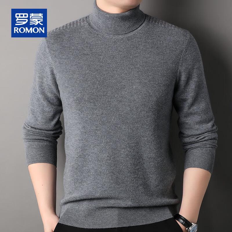 ROMON Men's 100% Pure Wool Thick Turtleneck Sweater