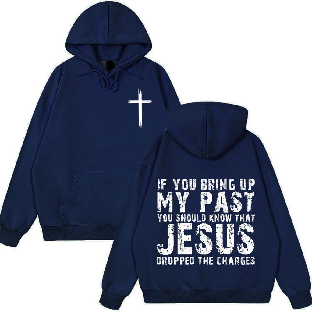 Jesus Dropped The Charges Christian Faith Fashion Print Hoodie Unisex Vintage Pullover Loose Casual Oversized Sweatshirts