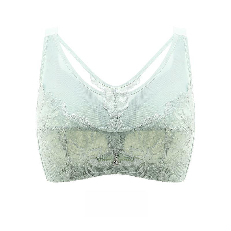 

Underwear Women s Thin Without Steel Ring Bra Summer Gathering Bra Collection of Accessory Breasts Anti Sagging Top Support Bra 36/80B зелений