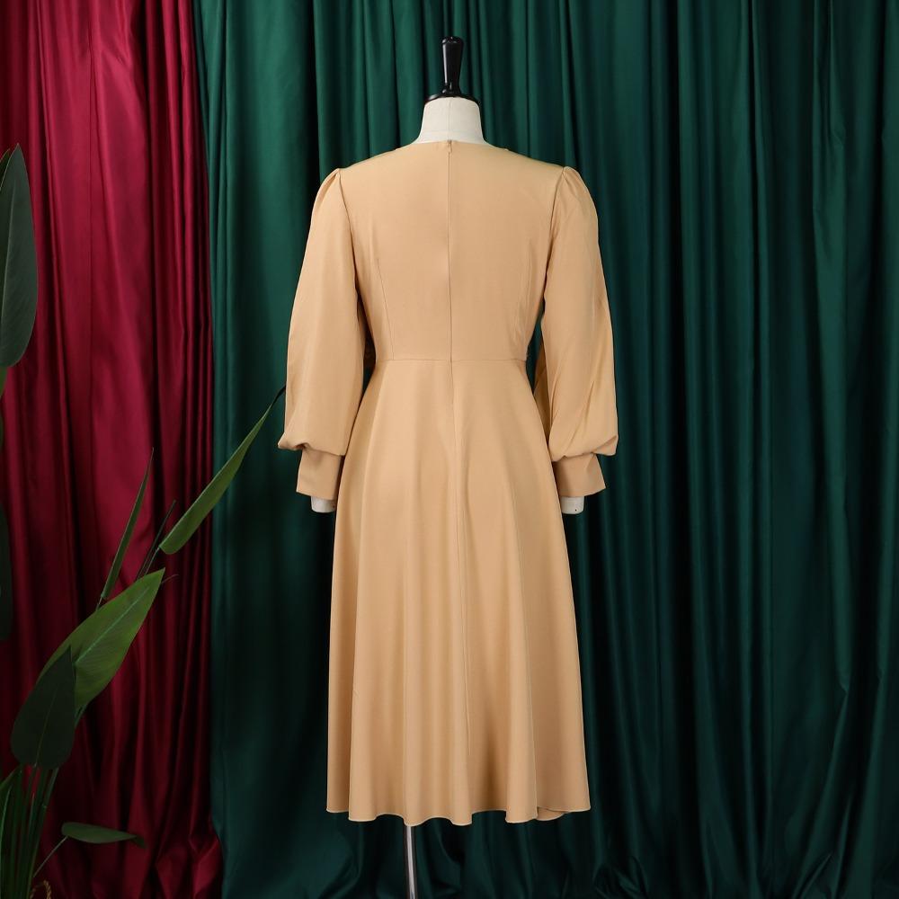 Mode Einfarbig A-Linien-Kleid Hohe Taille Elegant Übergröße Damenkleid Crossborder Frühling