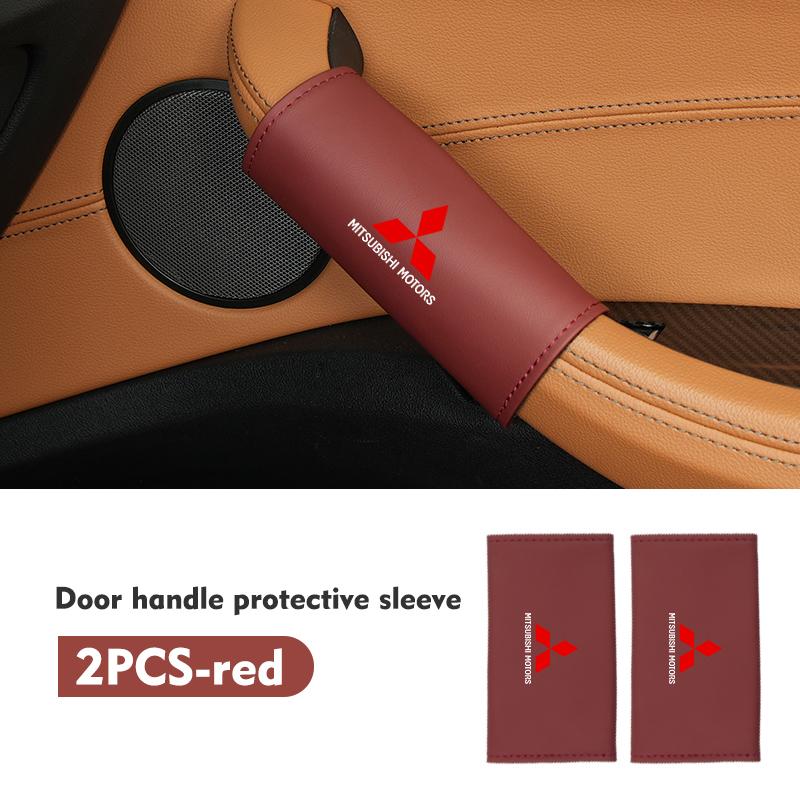 cxumpj1 Car Door Handle Leather Auto Protective Case Cover For Mitsubishi Lancer ASX Pajero Mirage Attrage Xpander Outlander