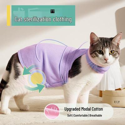 Traje de Recuperación para Gatos Elástico Transpirable - Ligero, Anti-Lamido, Ayuda Postoperatoria y de Destete para Gatas