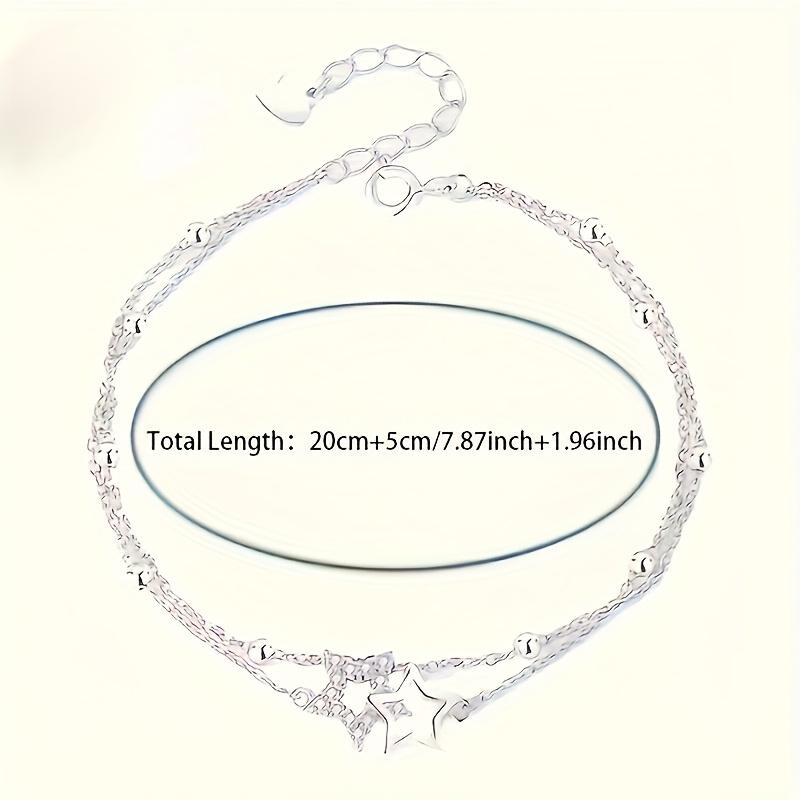 Bohemian-style double-layer leg bracelet with star-shaped pendant and synthetic zircon inlay, layered ankle jewelry suitable for daily wear