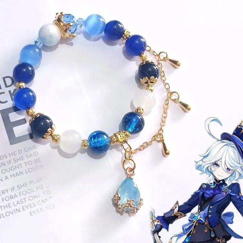 Anime Game Genshin Impact Furina De Fontaine Cosplay Bracelet Focalors Unisex Beads Chain Pendant Bracelets Jewelry Accessories