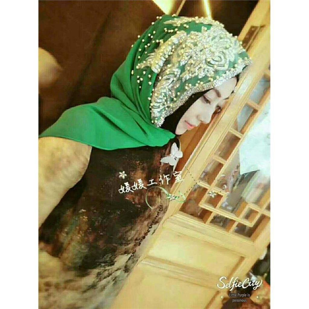 Rhinestone Chiffon Hijab: Sun Protection Travel Head Wrap with Plum Blossom Design