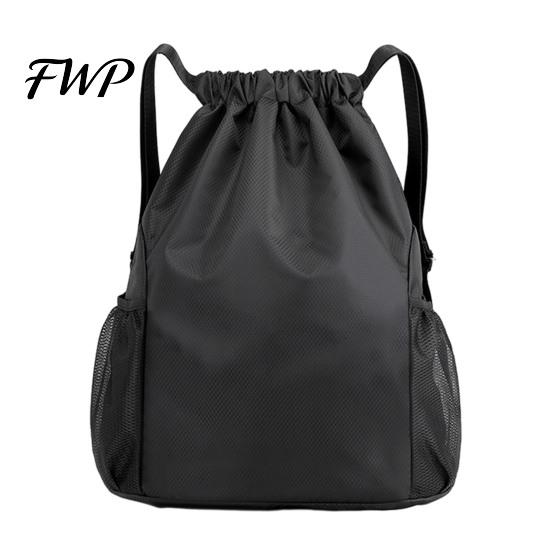 Swimming Gear Bag Sports Backpack, Drawstring Gym Backpack with Side Mesh Pockets, Double Pocket Waterproof Workout for Basketball Soccer Swim