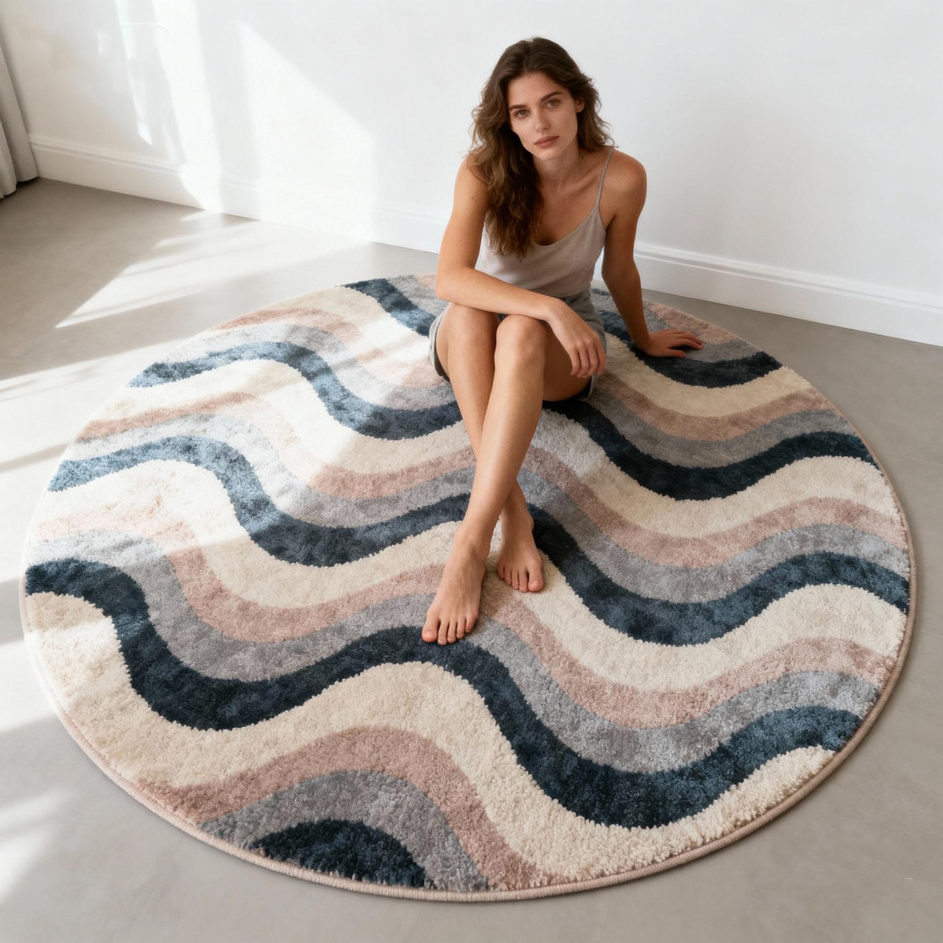 

Нескользящий круглый квадратный ковер из искусственного кашемира: Милый, Мягкий, Водопоглощающий Коврик для Гостиной, Спальни или Прикроватный. 100*100 cm