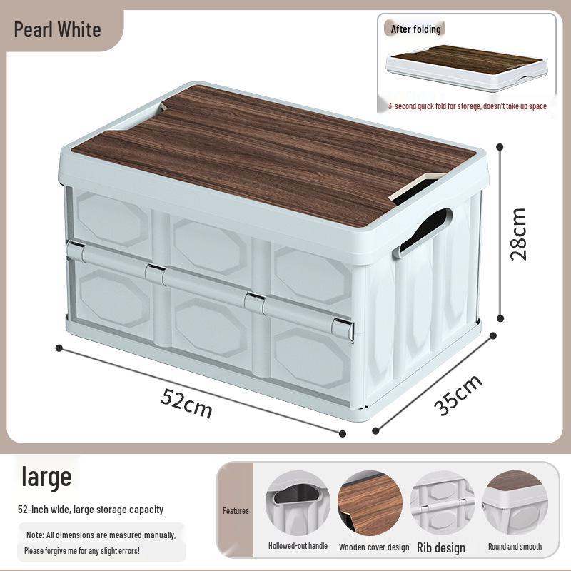 2025 Large-Capacity Multifunctional Wood Grain Folding Storage Box for Outdoor Camping
