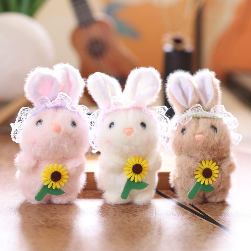 Cute Flower Rabbit Bunny Plush Animals Doll Stuffed Toy Keychain Pendant Backpack Hangings Decor Girly Bag Ornaments Kids Gifts