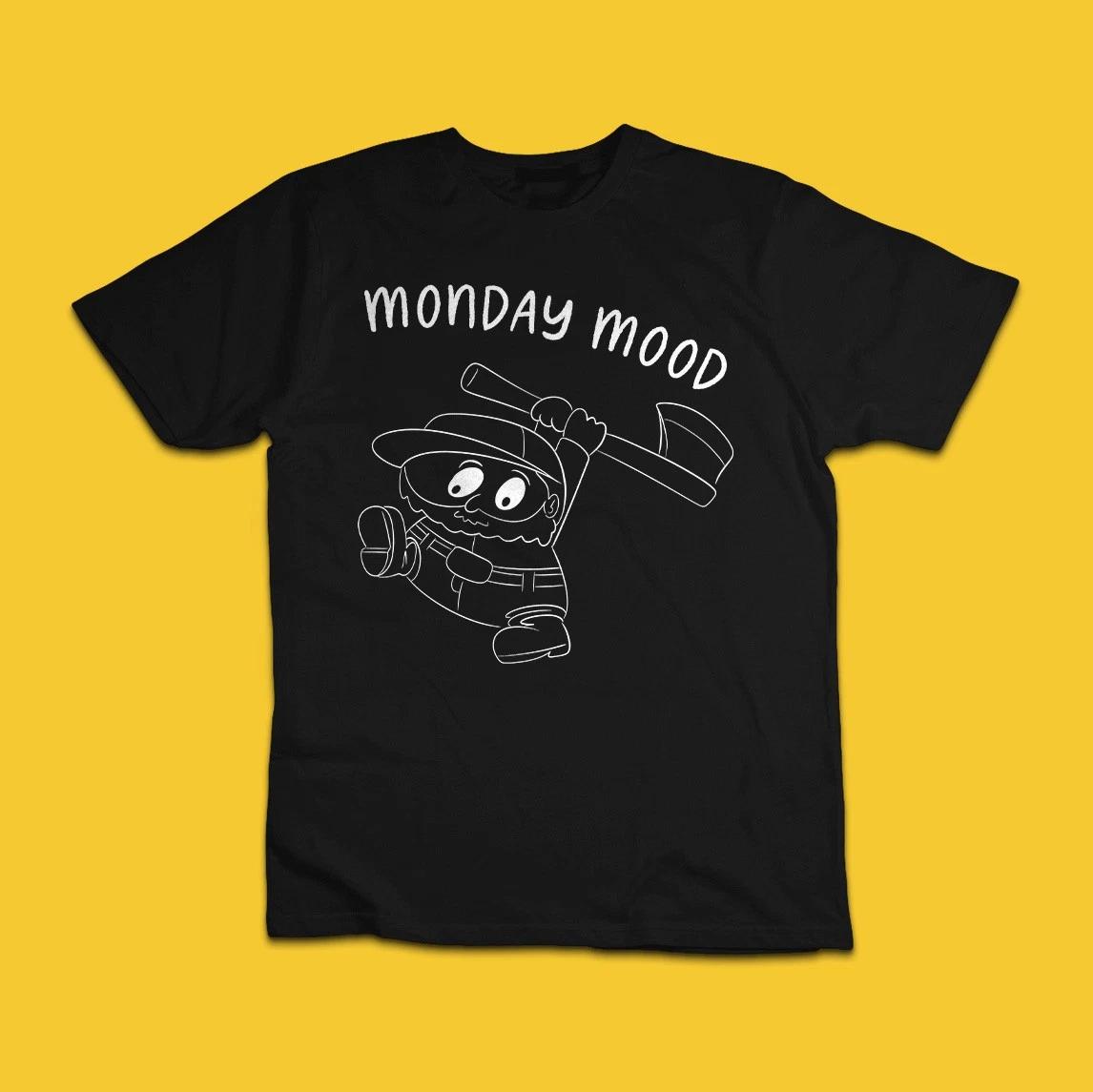 Monday Mood Funny Grim Reaper Cartoon Graphic T-Shirt 4XL