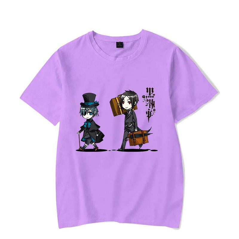 New Anime Black Butler Sebastian Michaelis Ciel Phantomhive Cartoon Print Short Sleeves Jesus Round Neck Men Woman T-Shirt