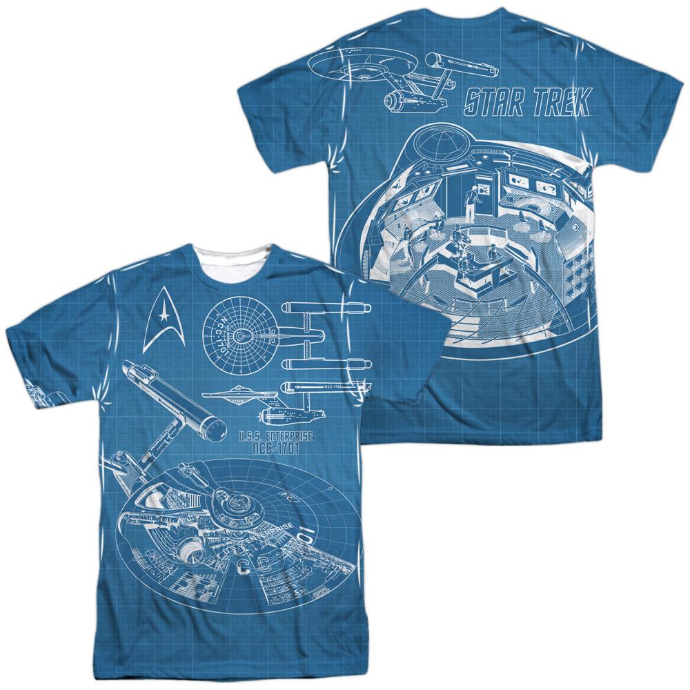 Star Trek TOS Multi Angle Plans Dye Sublimation T-Shirt XL
