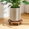 Outdoor Planter Tray with Wheels Round Wood Plant Caddy Wheels, Heavy Duty Rolling Stand Garden Pot Lockable Casters Casters, Movable Flower