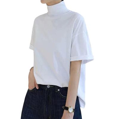 High Neck Short Sleeve for Cut and Sewn Cool To the Loose Side Neat and Stylish [Grexiull] T-shirt Women, Top, Spring, Summer, Touch, Plain, Cool,