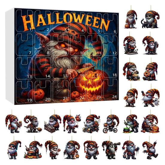 

Хэллоуин Гном Адвент-календарь 24 дня Календарь обратного отсчета 2D акриловый тыквенный гном подвесные украшения для Хэллоуина домашний декор G