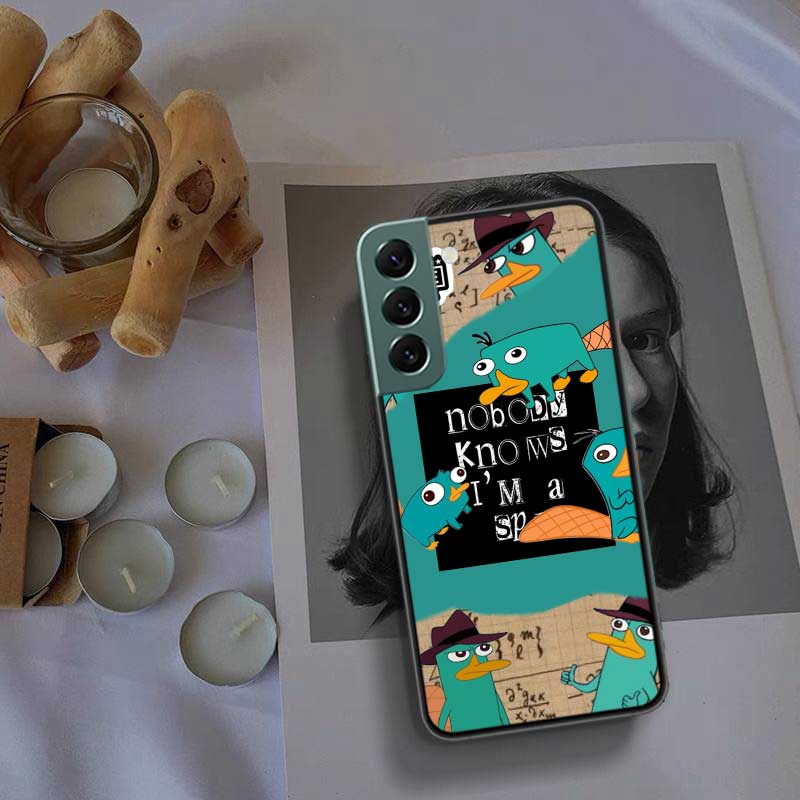 Cartoon Perry The Platypus Phone Case For Samsung Galaxy S22 S25 Ultra S21 S10 Plus S26 Edge S20 S23 S24 FE Cover Silicone S