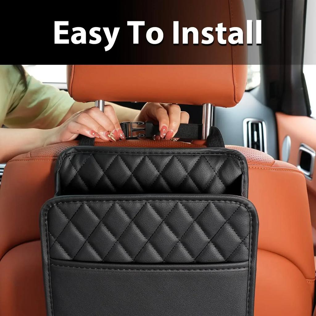 Multi-functional Car Seat Back Storage Bag Leather Storage Bag Garbage Bag Storage Bag Garbage Can Storage for Most Models