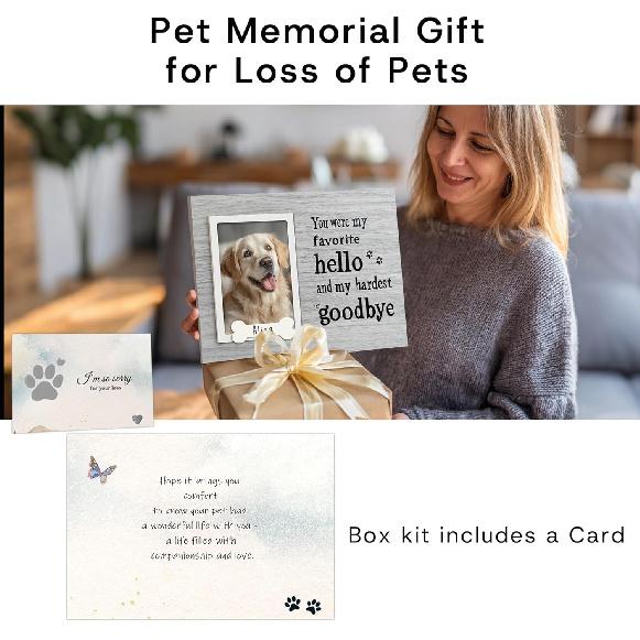 Dog Memorial Gifts for Loss of Dog, Pet Memorial Frame, Cat Memorial Gift, Pets Loss Sympathy Gifts, Wooden Dogs Memorial Picture Frame with DIY Name