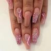 24 Stück Mittellange Acryl-Press-On-Nägel French Tip Falschnägel Set Abnehmbare Künstliche Nagelspitzen für Damen