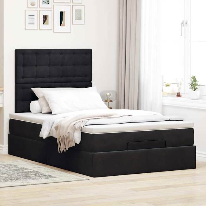 VidaXL Cadre de lit ottoman avec matelas noir 120x200 cm velours, cadre de lit, cadre de lit rembourré, cadre de lit ottoman 3313609