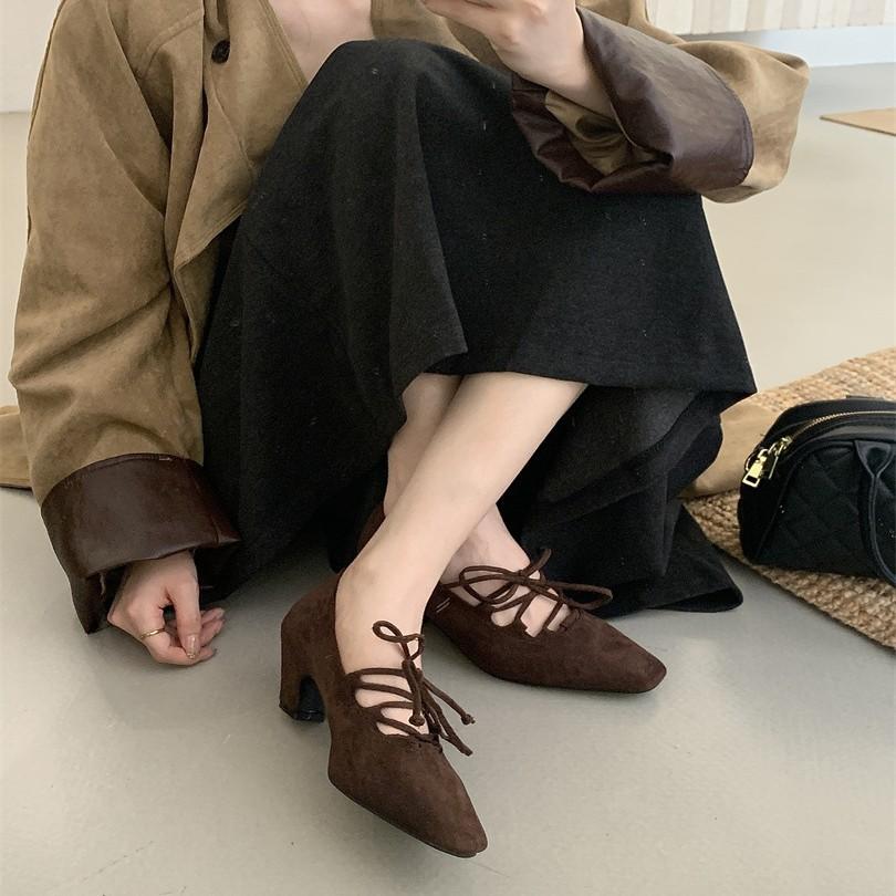 Mary Jane shoes female French retro fairy single shoes 2025 spring and autumn shallow bow flat beanie shoes new