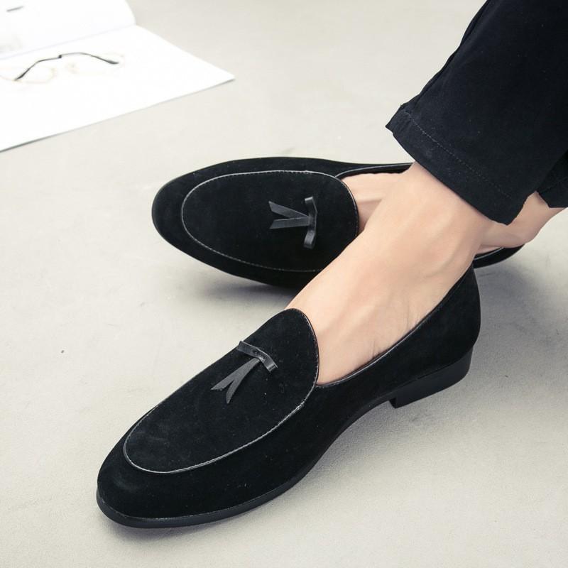 Mens Casual Suede Loafers Slip-On Round Toe Rubber Sole Comfort Shoes Daily Wear