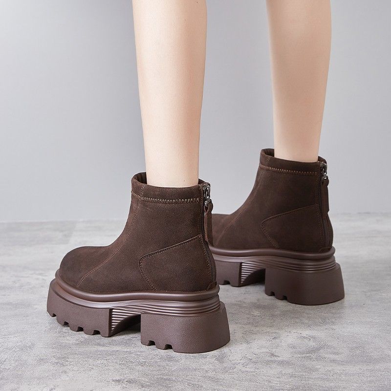 Thick-soled Snow Boots Women's Winter 2025 New Velvet Thickened Outer Wear Warm and Heightened Versatile Short Martin Boots