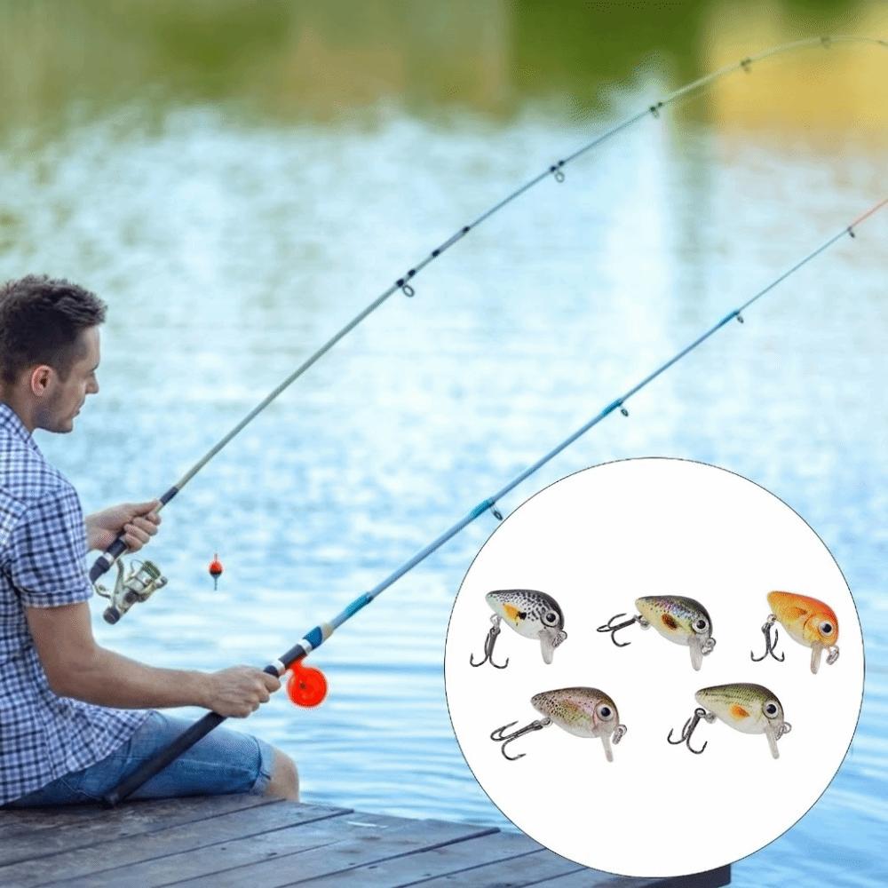 5PCS with Triple Hook Fish Crankbaits ABS Fishing Lures Durable Topwater Lures  Bass Fishing Type 1