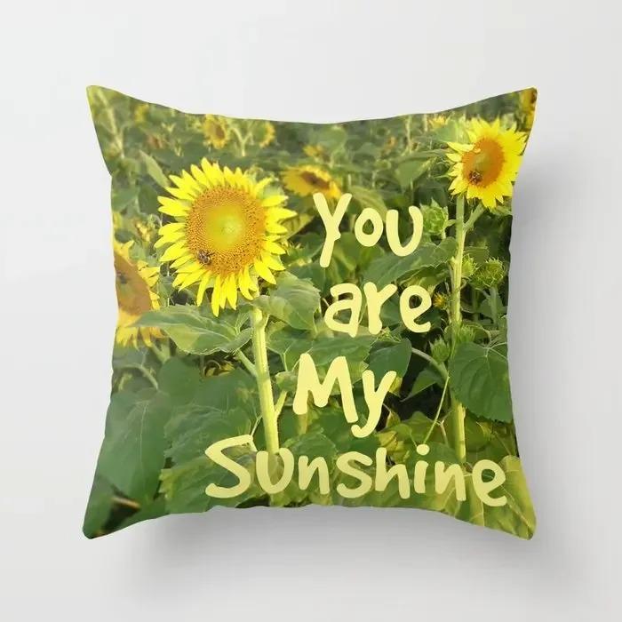 Sunflower Home Decor Car Sofa Cushion Cover Bed Printed Pillow Decoration