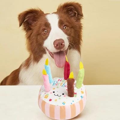 Pastel de Cumpleaños Perro Mascota Sonido Juguetes de Interés Resistente a Mordiscos Molar Para Pasar el Tiempo Juguetes de Peluche para Roer Regalo de Cumpleaños