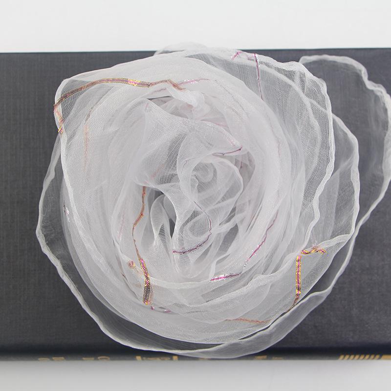 Shiny Thread Solid Color Chiffon Small Scarf Kindergarten Performance Dance New Style Small Square Scarf Candy Color Silk Scarf