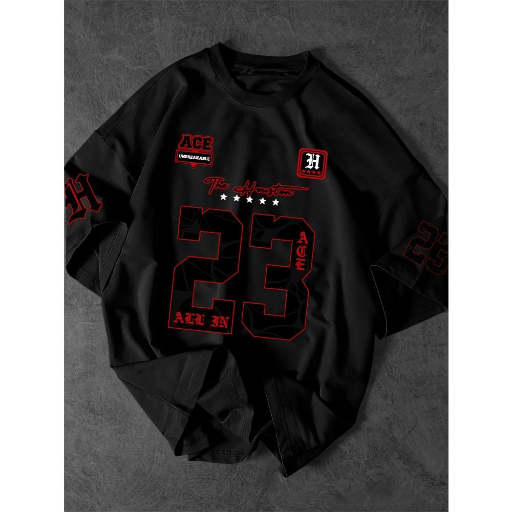 

Men s T-shirt printed street wear round neck short sleeved polyester top XS