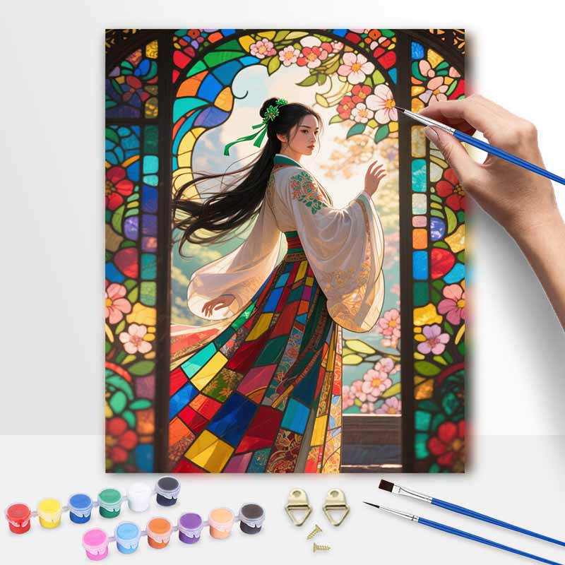 Disney Stained Glass Princess Oil Painting Hand Painting Coloring Painting Handmade Diy Home Decoration Gift