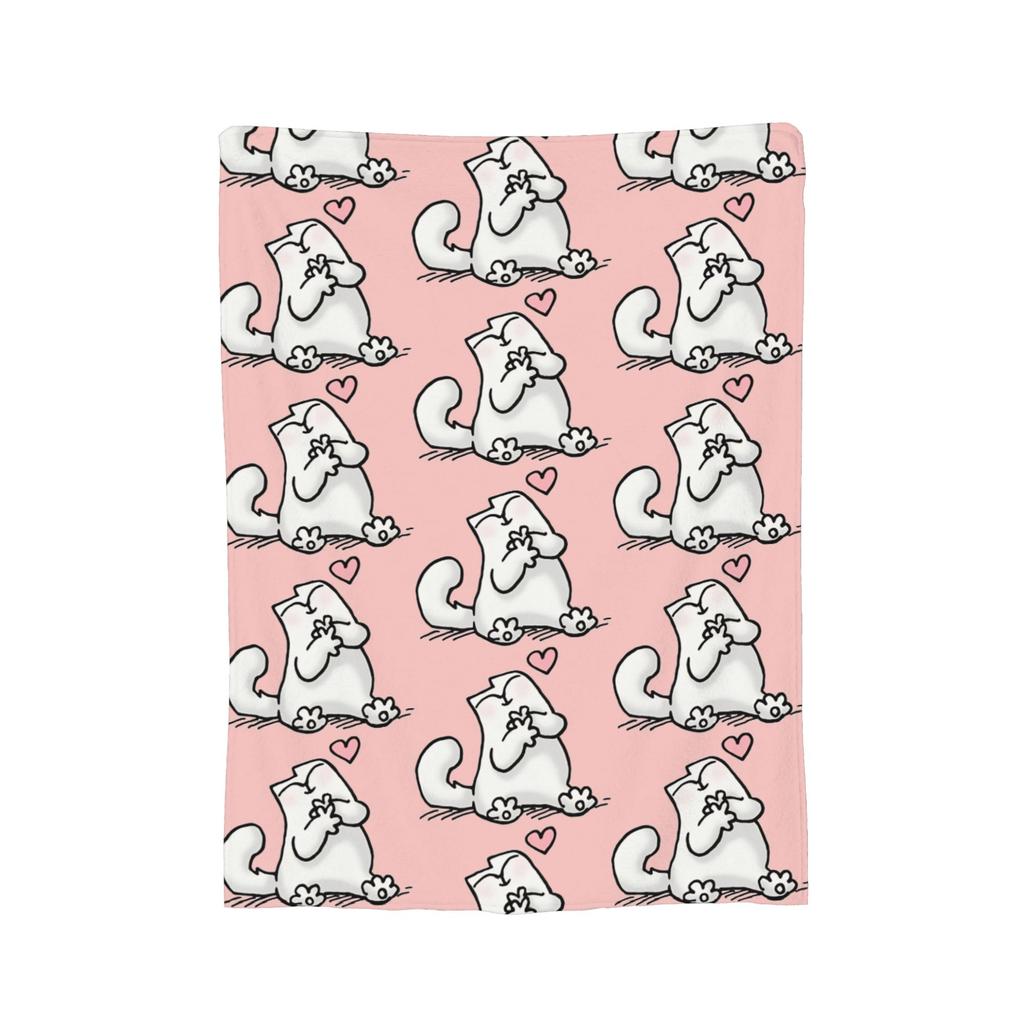 Coperte in pile Gatto Cartone Animato Gatto Simons Coperta Plaid Vintage per Casa Copriletti,