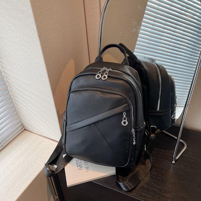 

Large capacity simple and fashionable backpack, new high-end casual women s bag, class travel backpack чёрный