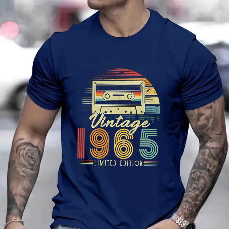 Unisex Vintage 1965 Print T-shirts for Unisex WoUnisex Birthday Vintage Letter Design Tshirt Short Sleeve Clothes Fashion Casual Tee Clothing