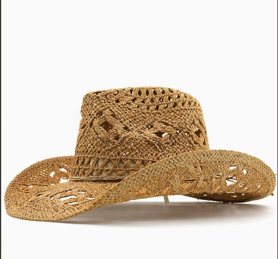 Western Suede Upturned Edge Western Cowboy Hat Men's and Women's Outdoor Travel Hat Rolled Brim Ethnic Style Top Hat Felt Hat