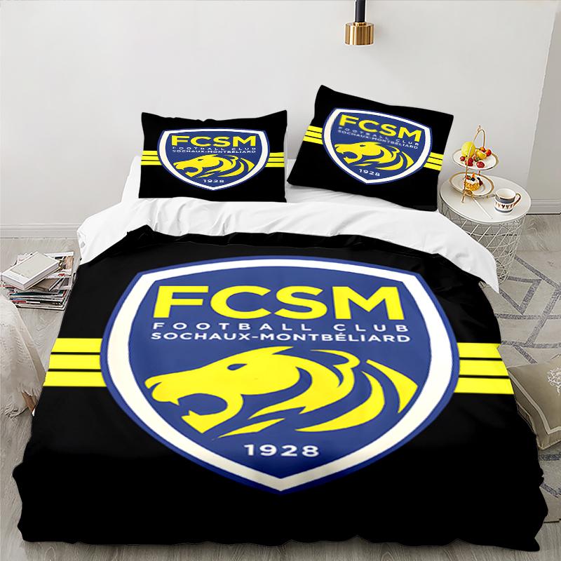 3PCS Fcsm Football Club Emblem Bedding set,Ideal for1pc Duvet Cover And 2pcs Pillowcases Perfect for Christmas gift,Ideal for Bedroom, Dormitory