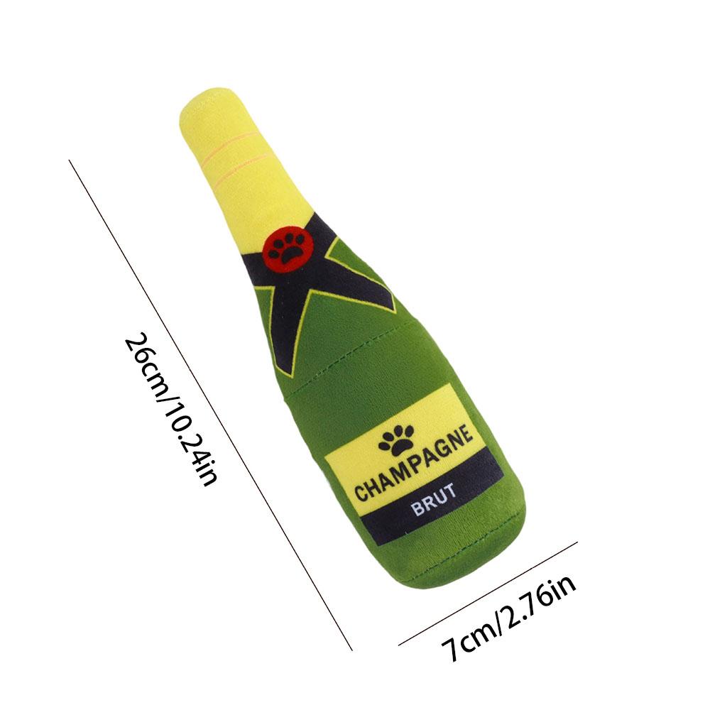 

26cm Wine Bottle Plush Dog Toy - Indestructible Chew Toy for Dogs, Soft Stuffed Pet Toy, Durable Fun Plaything for Puppies зелений