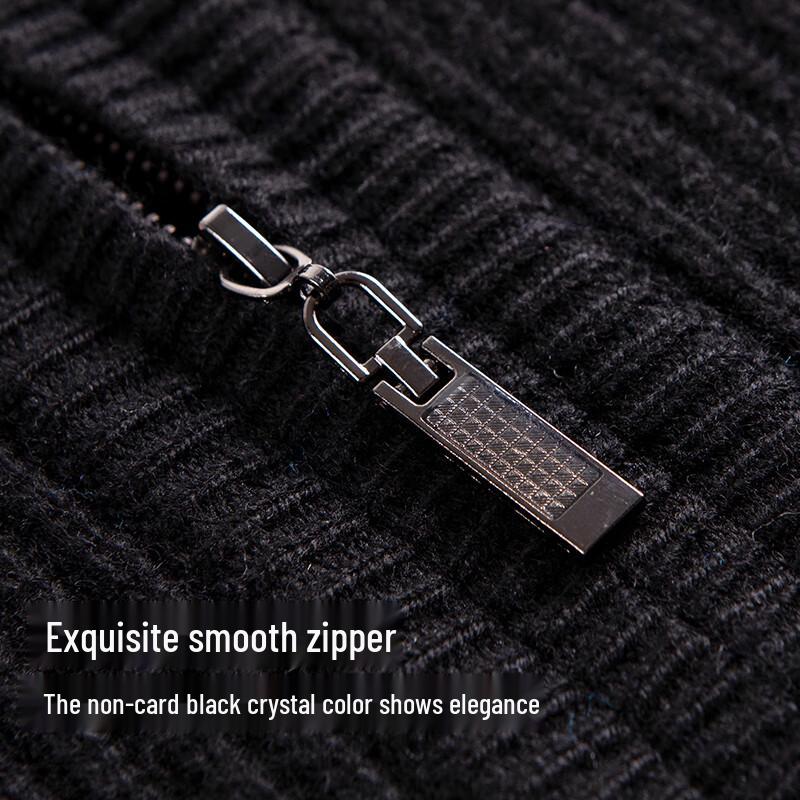 Men's 100% Merino Wool Zipper Stand Collar Sweater