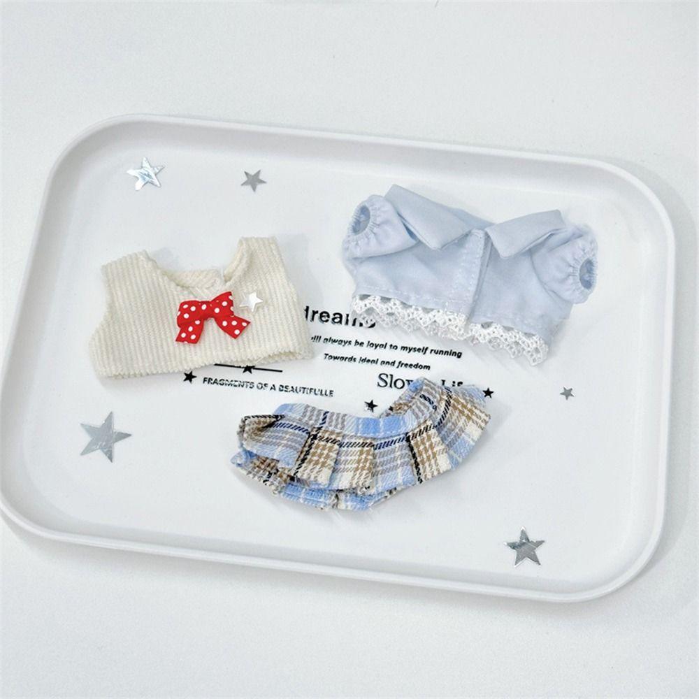 Blue Pink Doll Student Uniform 10cm Doll School Suit Doll Clothes  10cm Cotton Stuffed Doll