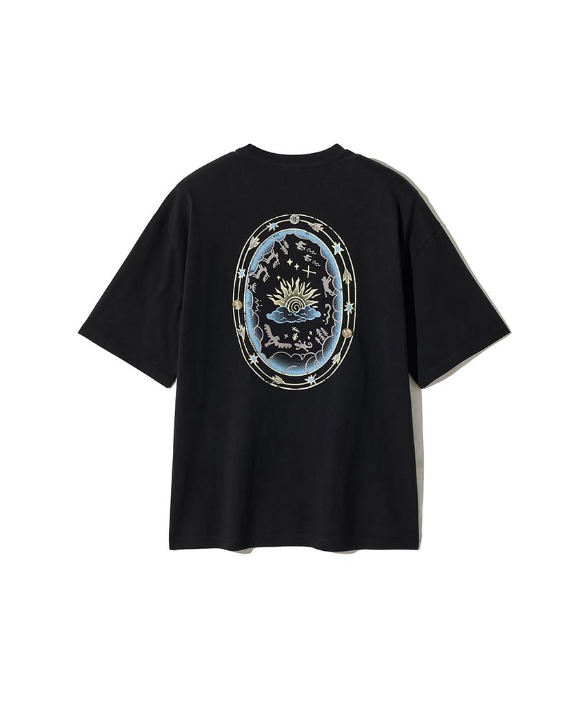 GAKKAI UNIONS Sunset Western Button Short Sleeve T-Shirt Black
