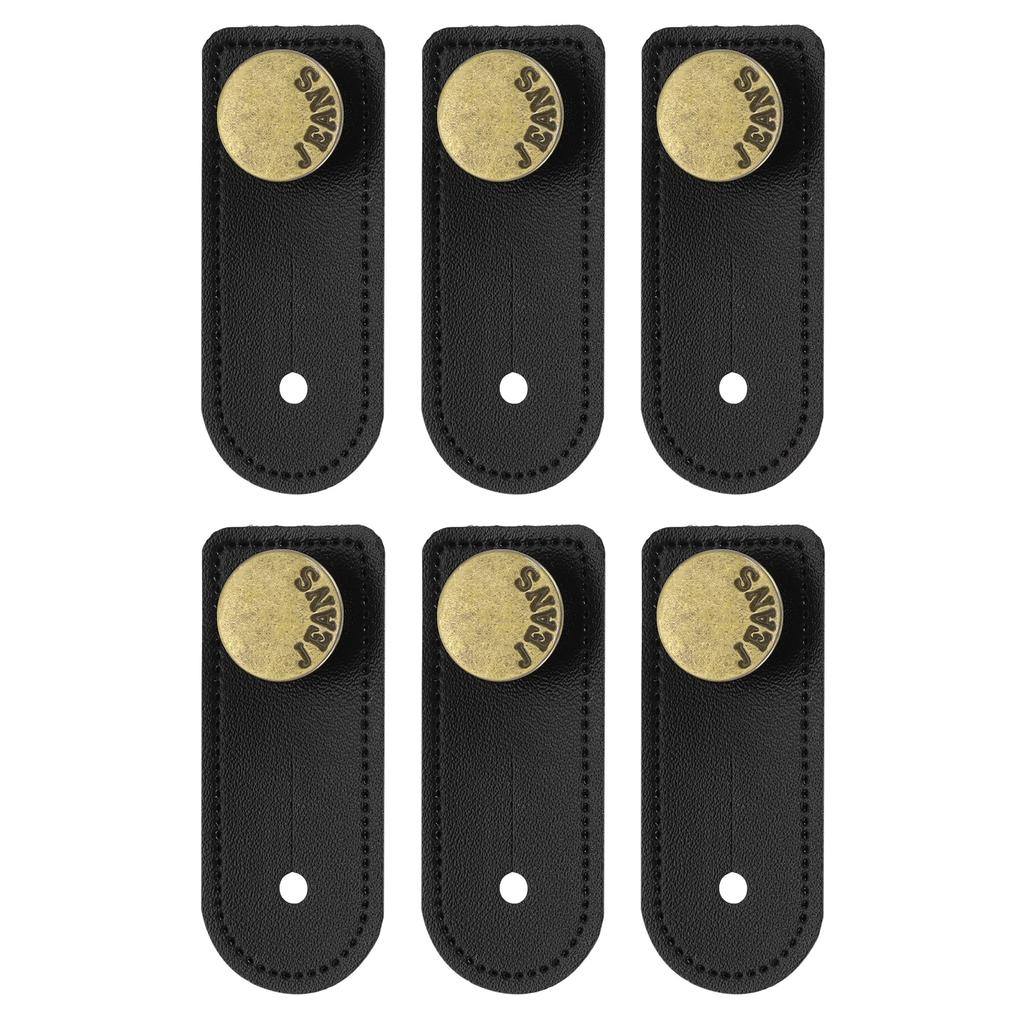 6Pcs Button Extenders for Pants Adjustable Pants Button Expanders Faux Leather Waist Extenders for Women Men Trousers 2.4x1"