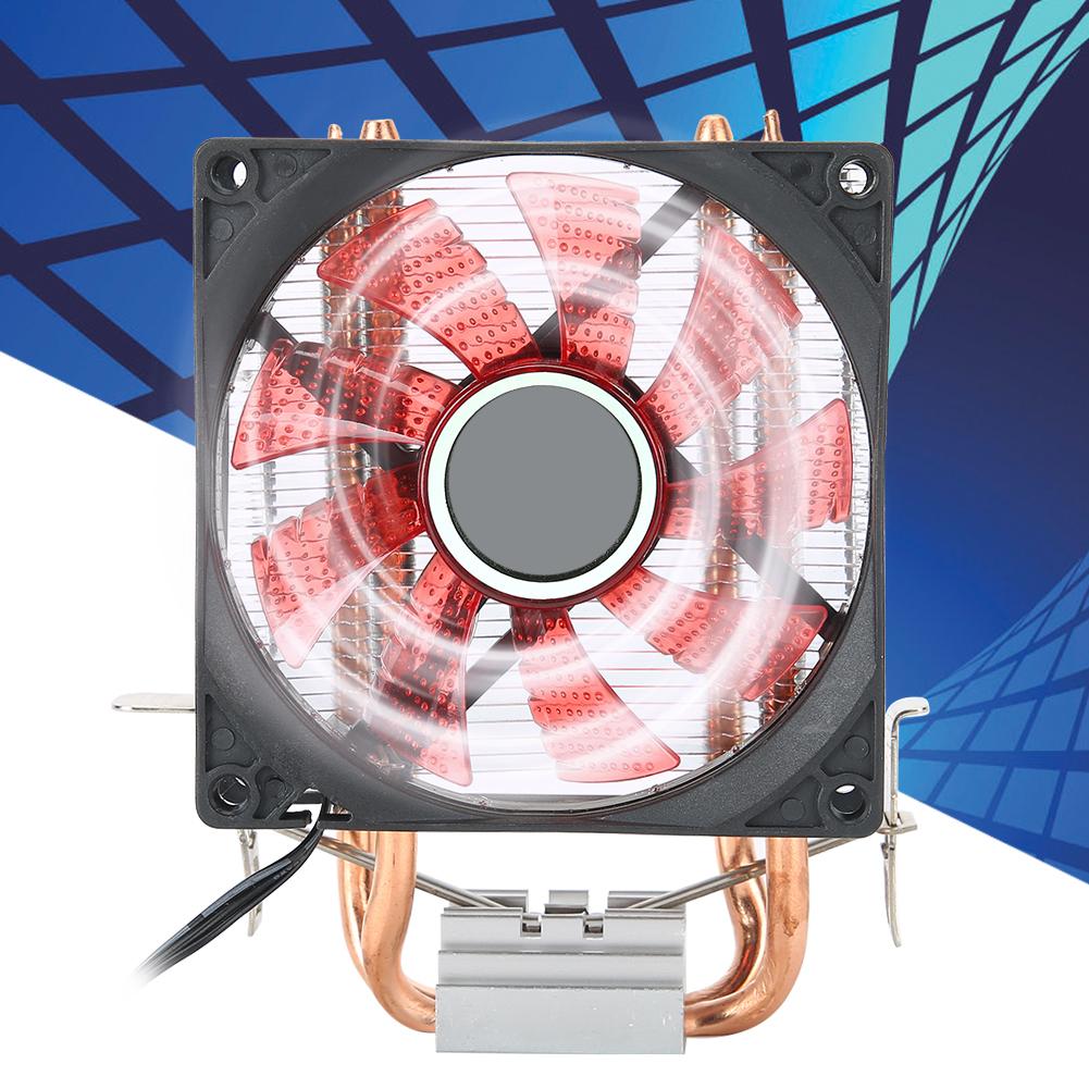 CPU Cooling Fan 3 Pin Connector PC Accessory Light 2 Brass Pipe for 775 Celsius 1155 Celsius (Red )