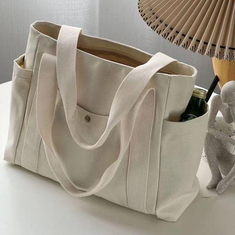 Thick Canvas Tote: Large Capacity, Versatile, Classy Shoulder Bag for Students