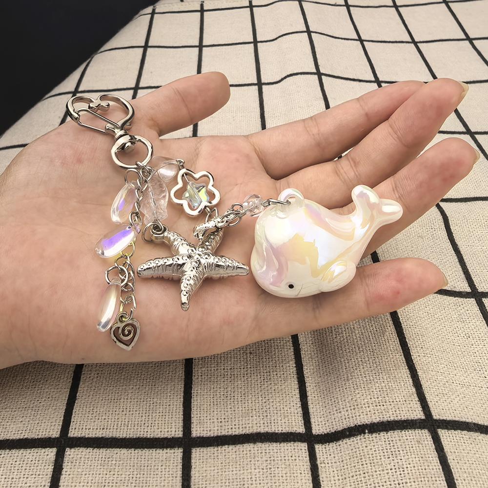 Y2K Whale Shell Starfish Lanyard Phone Charms Ins Style Beaded Keychain Mobile Phone Camera Charms for Girl Gifts